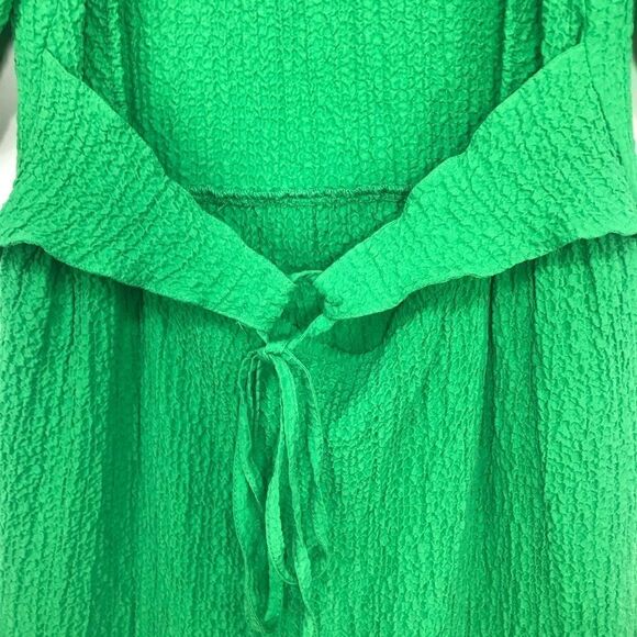 Desigual Green Textured Open Back Tiered Puff Sleeve Dress NEW - Picture 14 of 16